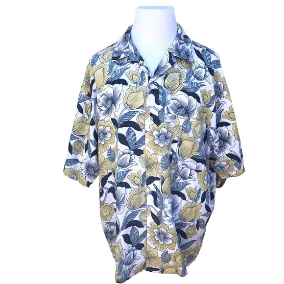 Mod-O-Doc Men's‎ Blue Floral Short Sleeve Button Up Shirt XL/BGR - Picture 1 of 10